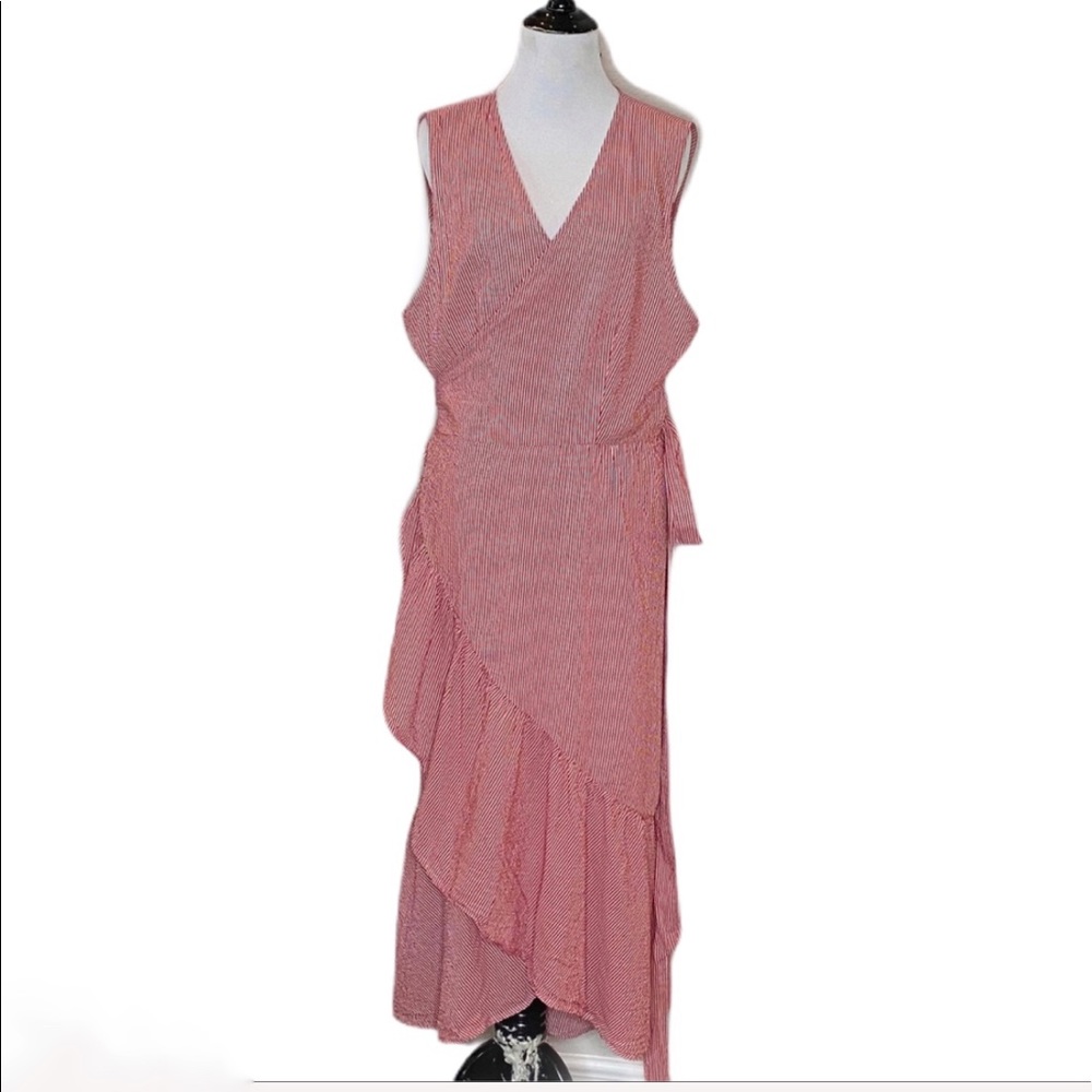 Who What Wear Seersucker Wrap Dress  -XXL